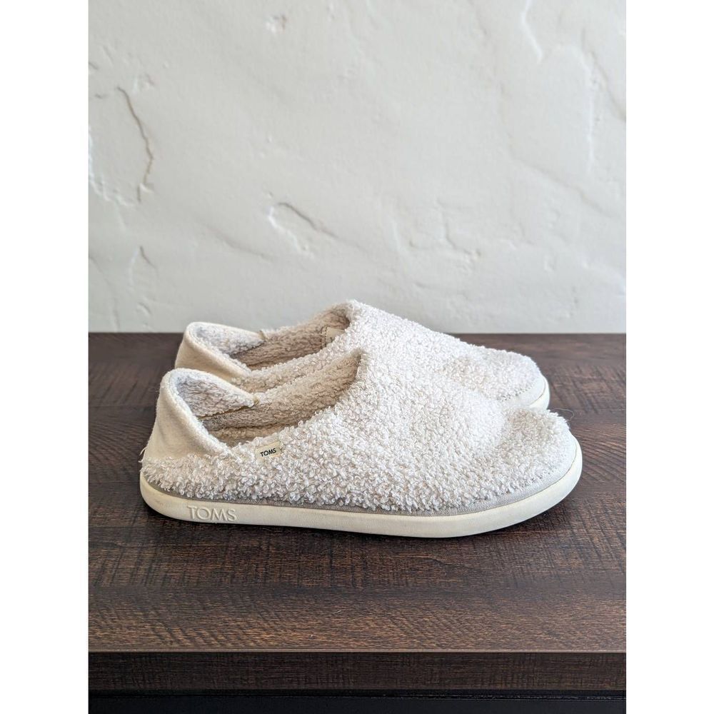 Toms Ezra Natural Faux Shearling Hard-Soled Slipper Shoes - Size 9